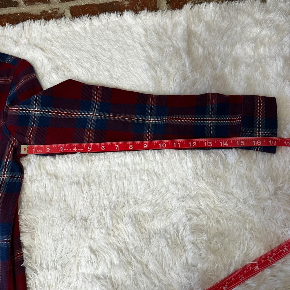 The Normal Brand Flannel Shirt Women's Long Sleeve Plaid Button Up‎ Burgundy Med - Picture 8 of 11